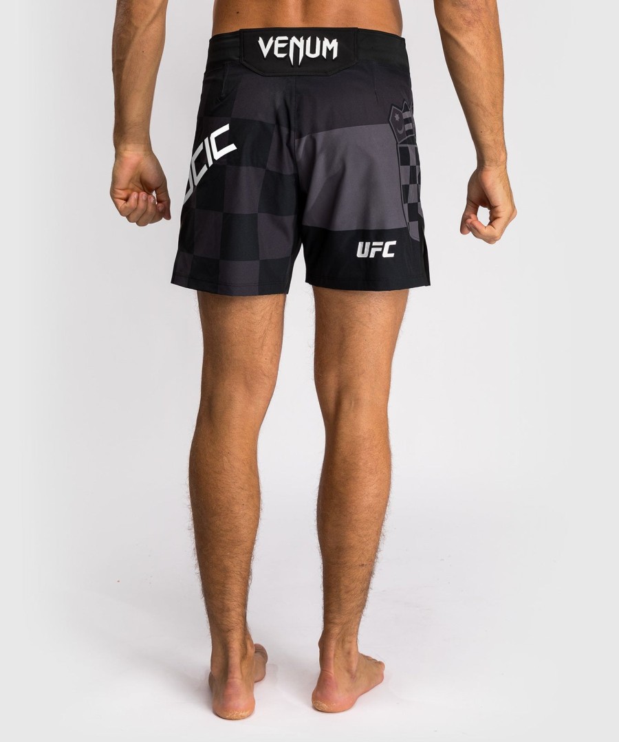 shorts de luta masculinos ufc unrivaled by venum black stipe miocic
