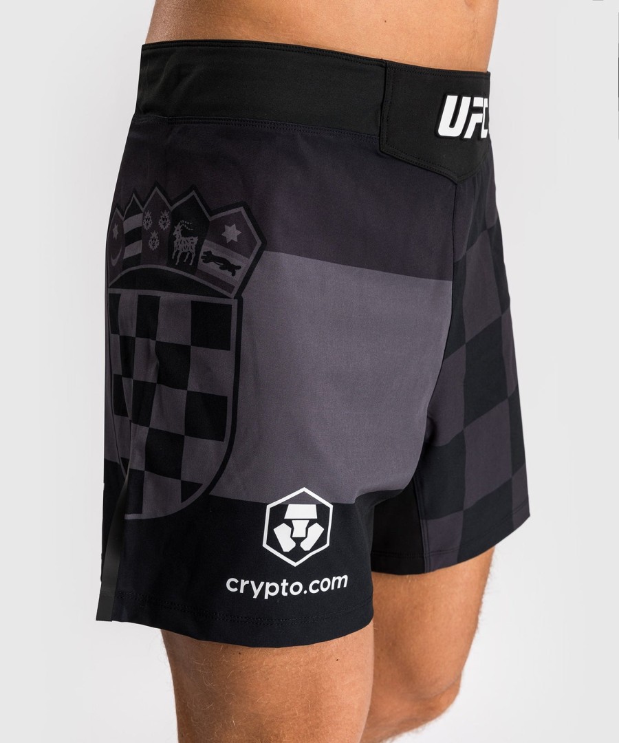 shorts de luta masculinos ufc unrivaled by venum black stipe miocic