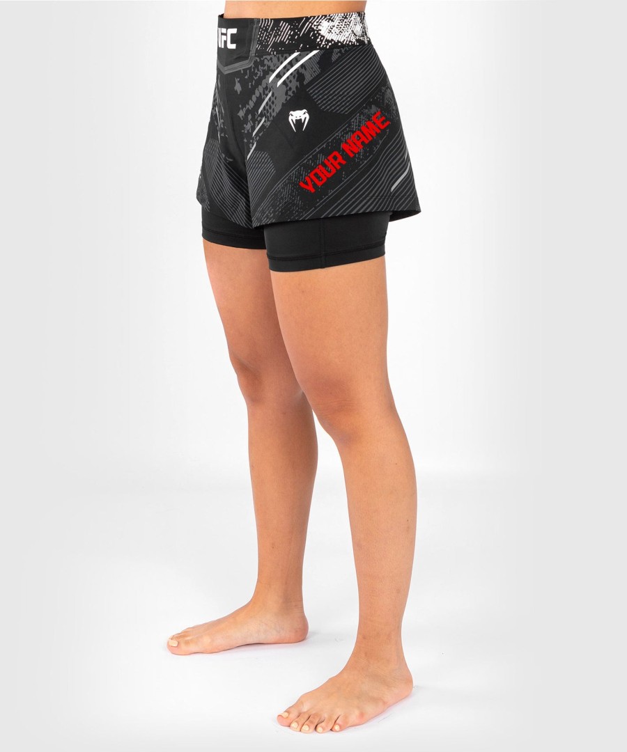 shorts de luta femininos personalizados e autênticos ufc adrenaline by venum fight night - preto