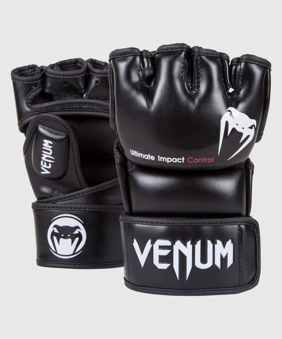 luvas venum impact mma - couro skintex - pretas