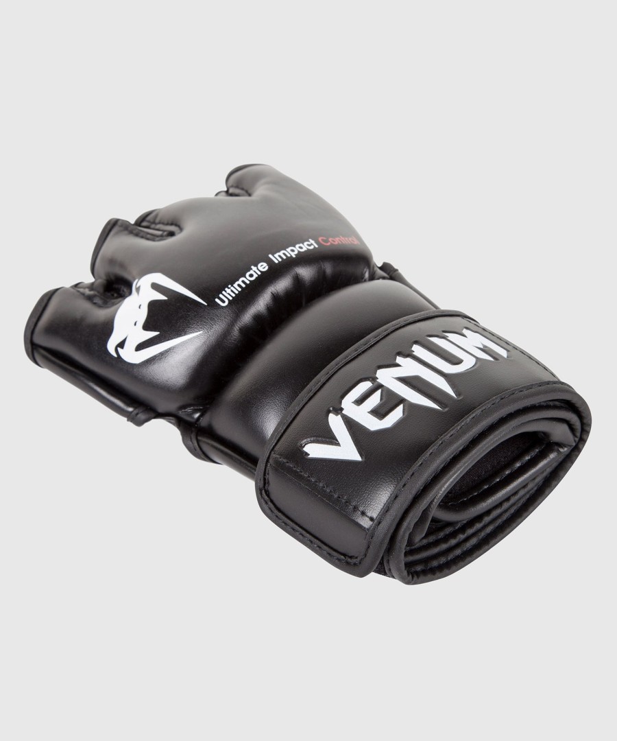 luvas venum impact mma - couro skintex - pretas