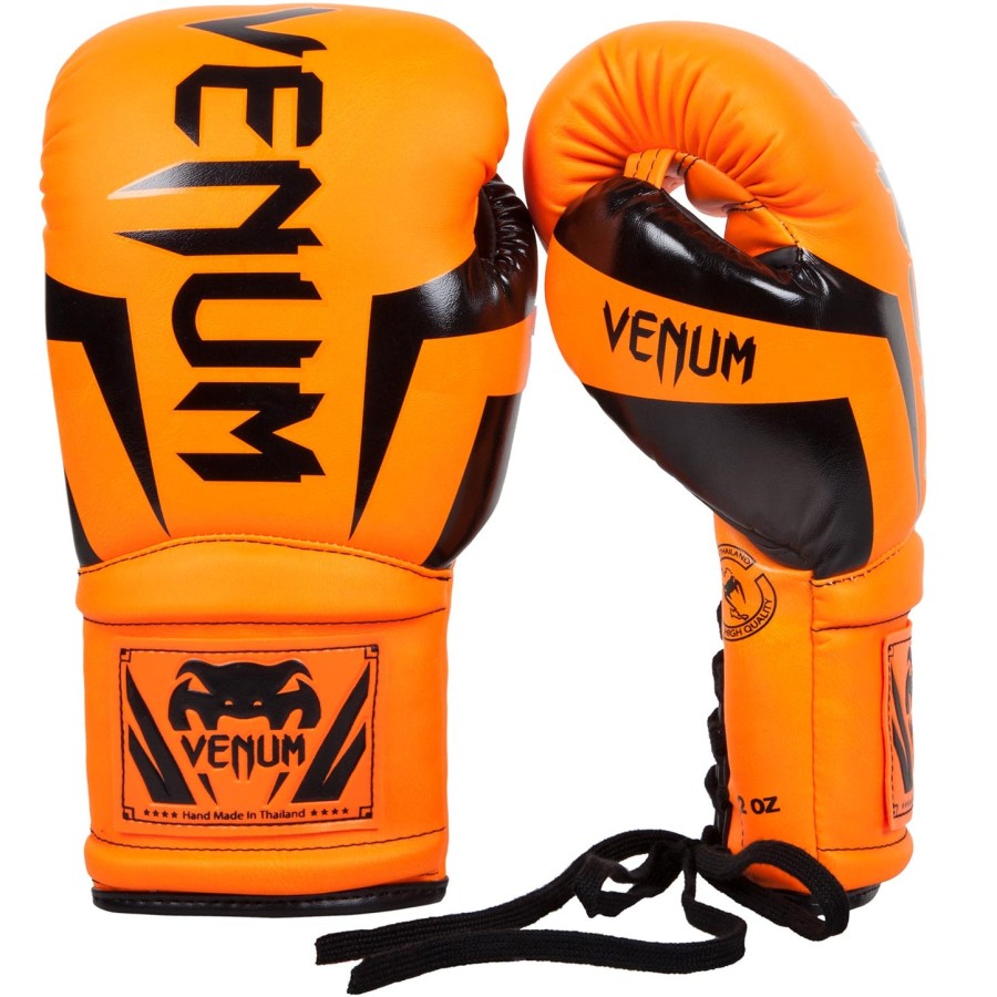 luvas de boxe venum elite com cadarços - laranja neo