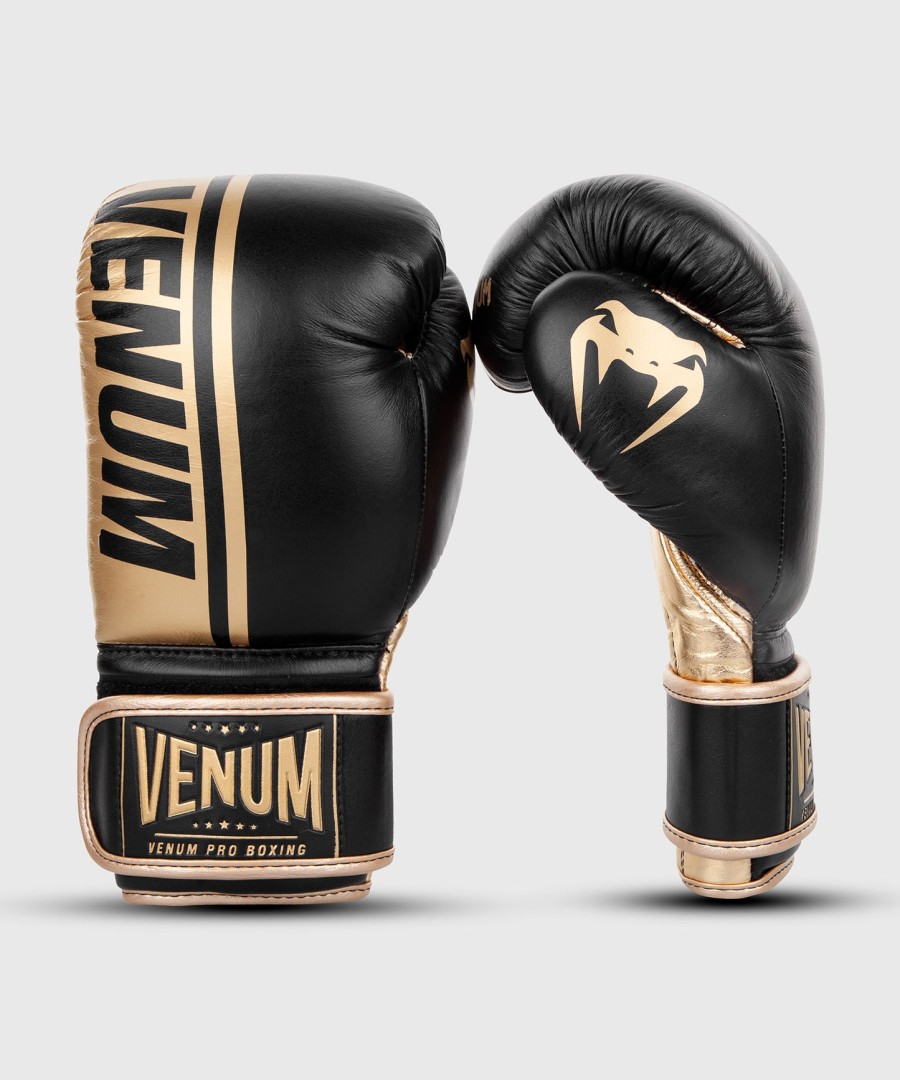 luvas de boxe venum shield pro com velcro - pretodourado