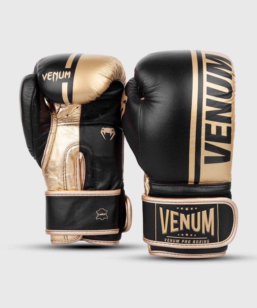 luvas de boxe venum shield pro com velcro - pretodourado