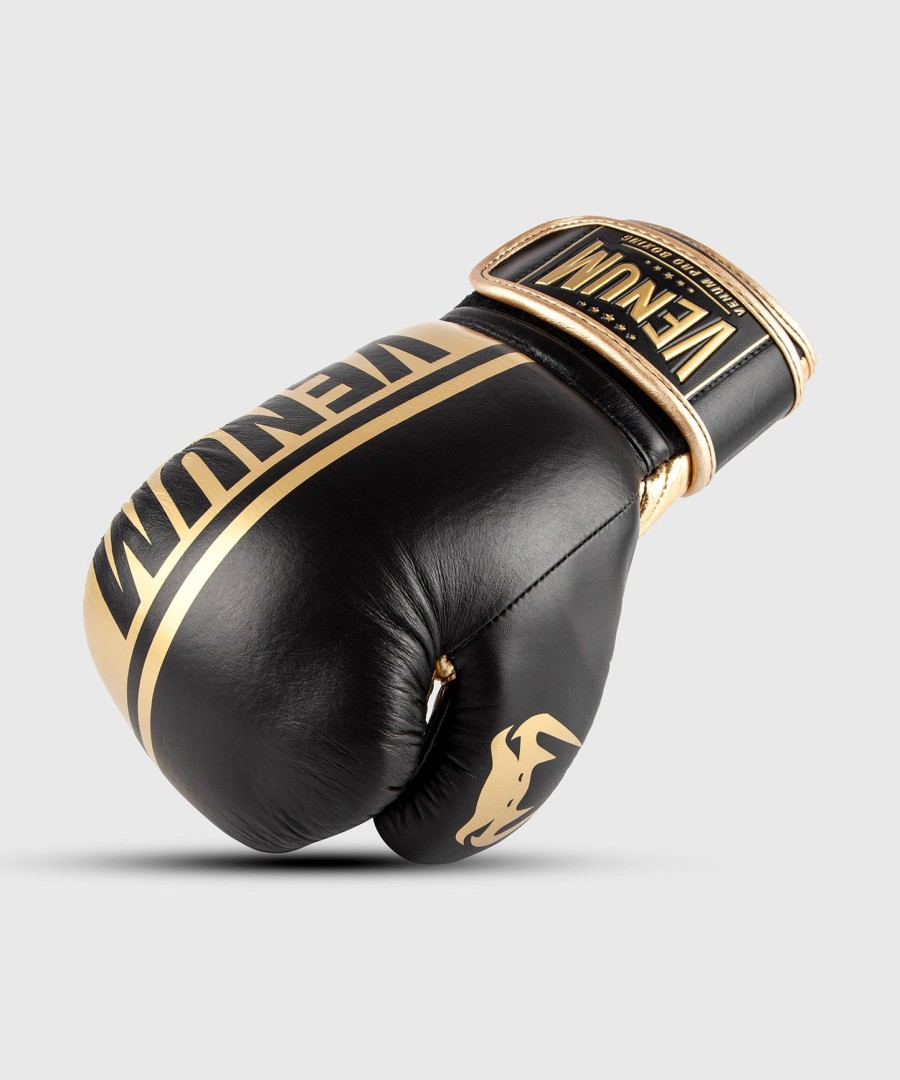 luvas de boxe venum shield pro com velcro - pretodourado