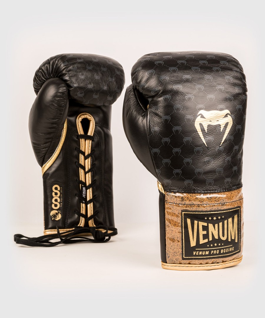 luvas de boxe venum coco monogram pro com cadarço - preto intenso