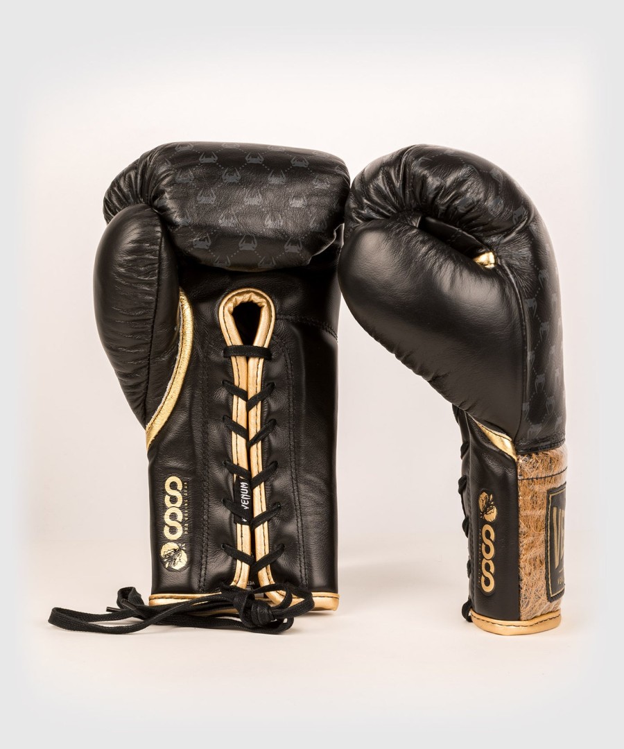 luvas de boxe venum coco monogram pro com cadarço - preto intenso
