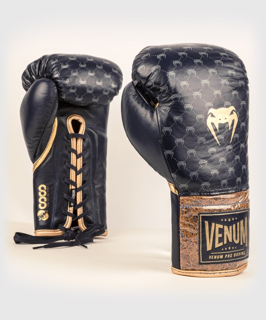 luvas de boxe venum coco monogram pro com cadarço - azul-marinho