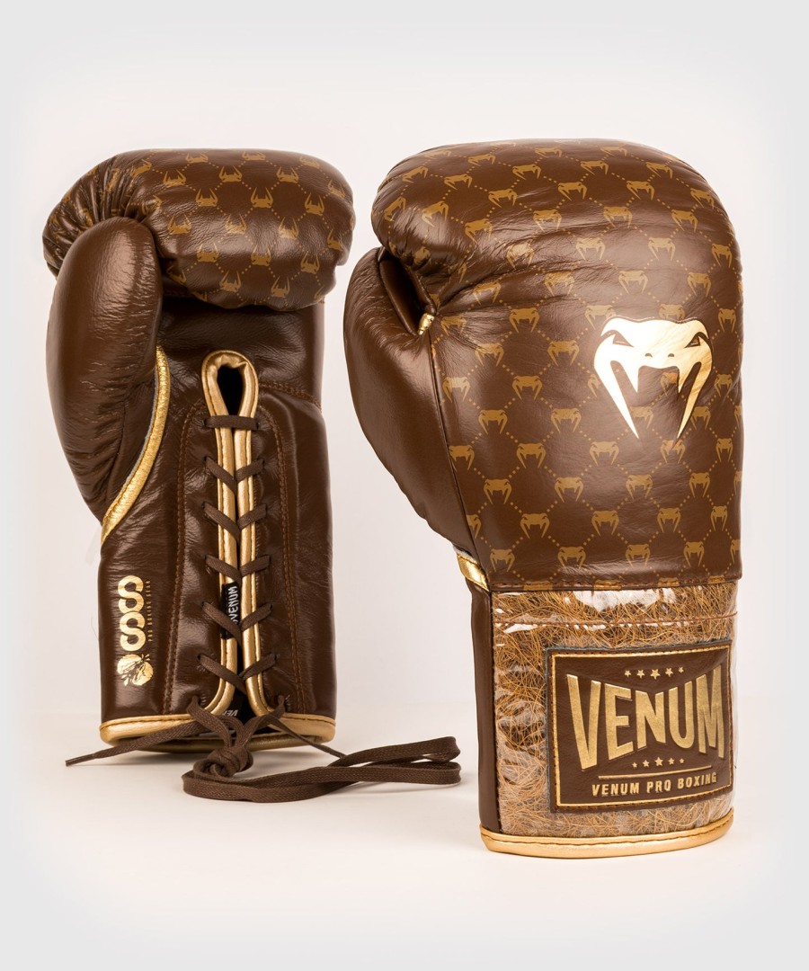 luvas de boxe venum coco monogram pro com cadarço - marrom grizzly