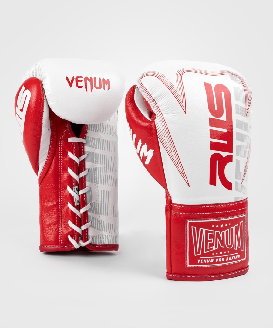 luvas de boxe oficiais rws x venum com cadarços - brancas
