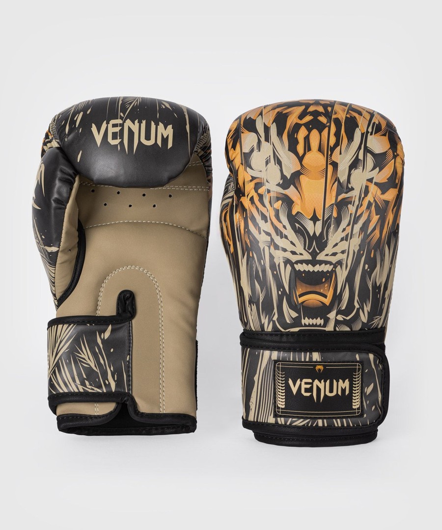 luvas de boxe venum tiger - pretolaranja neon