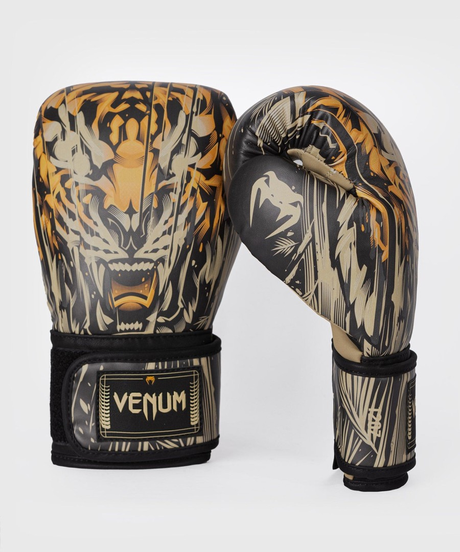 luvas de boxe venum tiger - pretolaranja neon