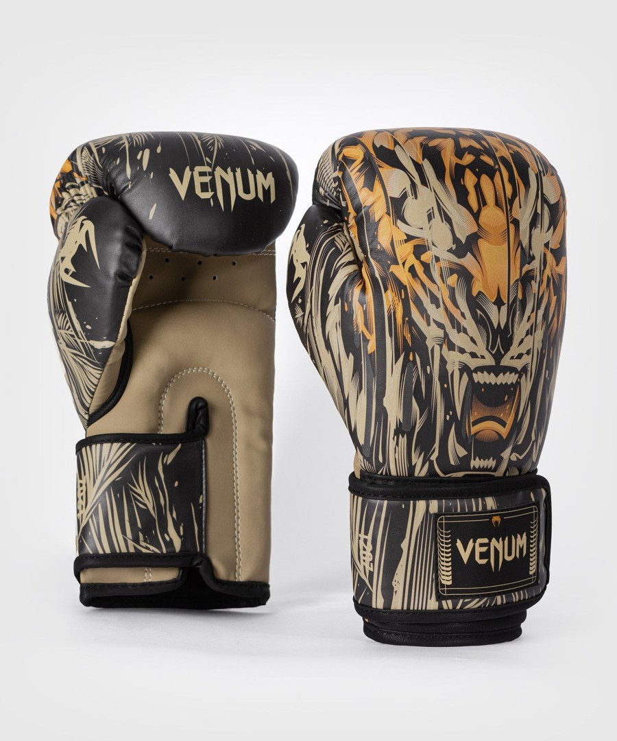 luvas de boxe venum tiger - pretolaranja neon