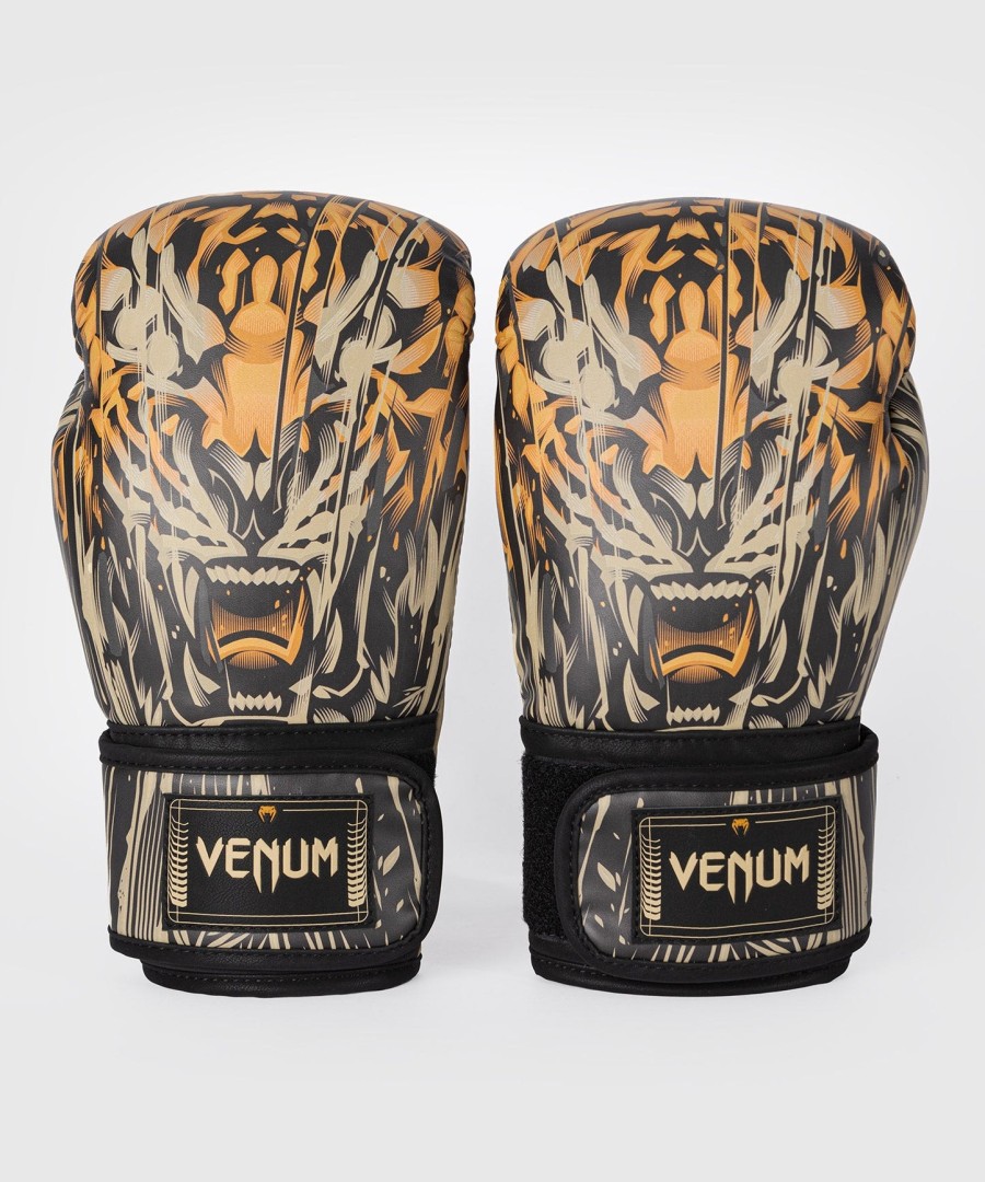 luvas de boxe venum tiger - pretolaranja neon