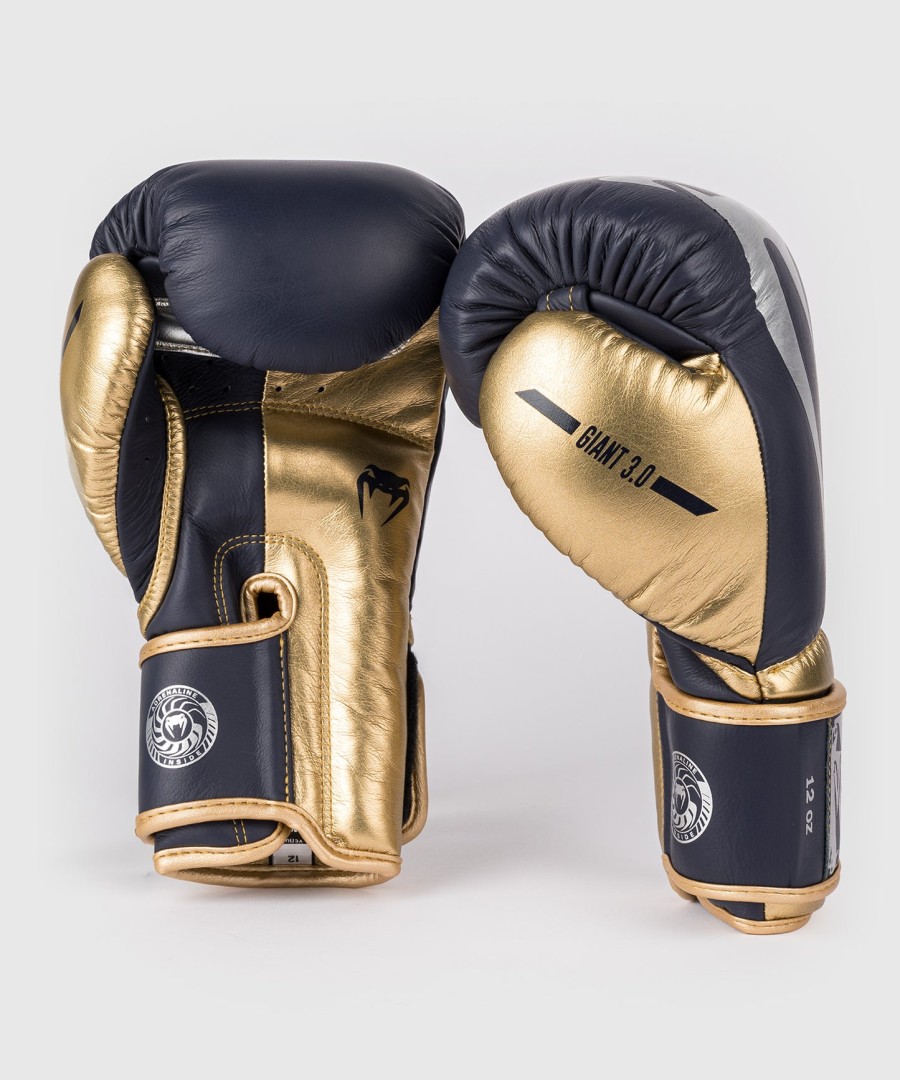 luvas de boxe venum giant 3.0 - azul-marinhodourado - edição especial