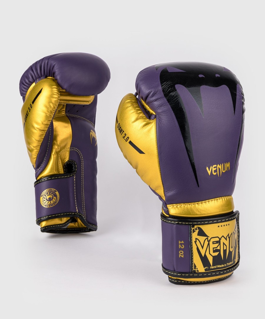 luvas de boxe venum giant 3.0 - roxo escurodourado - edição especial