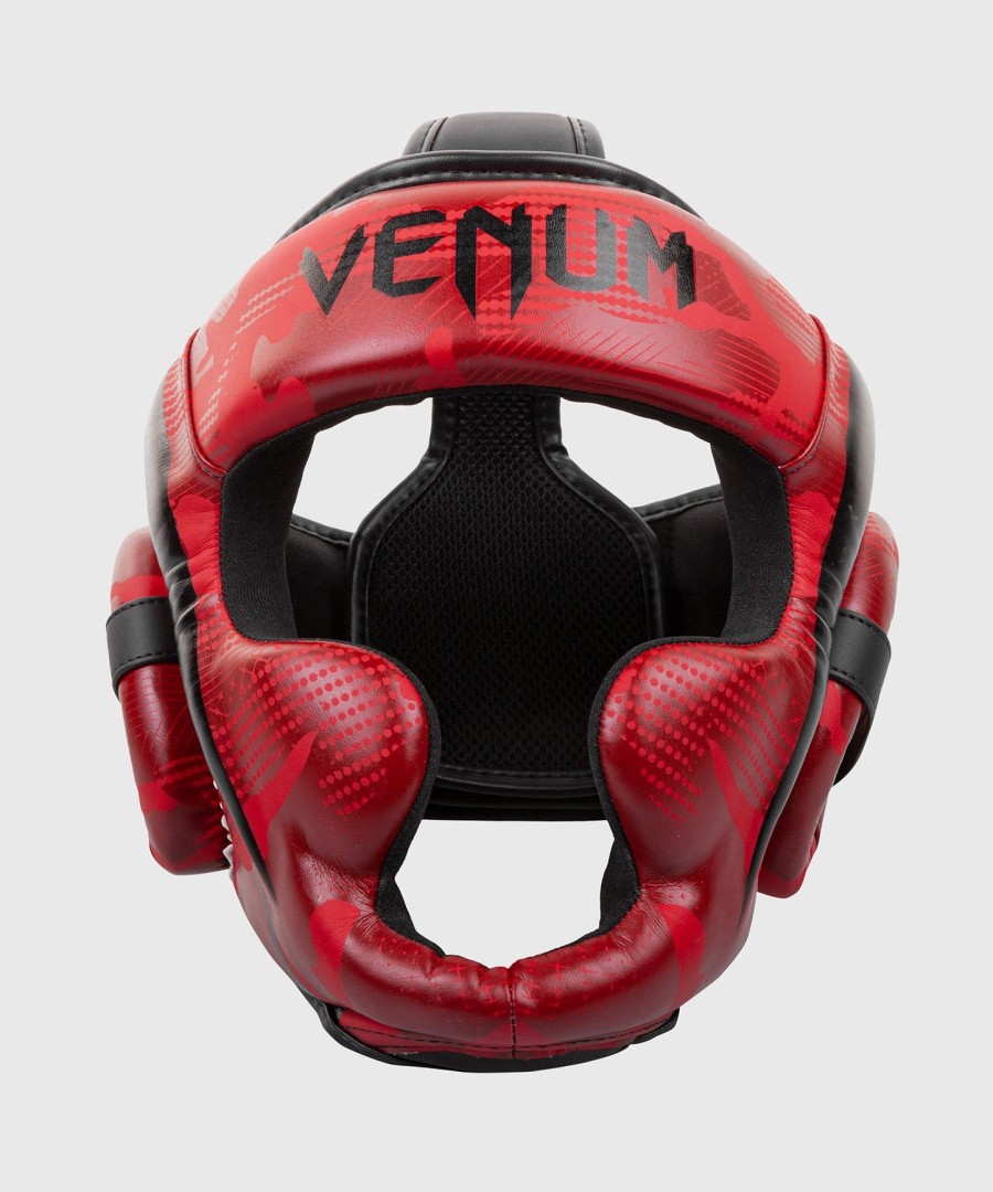 protetor de cabeça venum elite para boxe - camuflagem vermelha