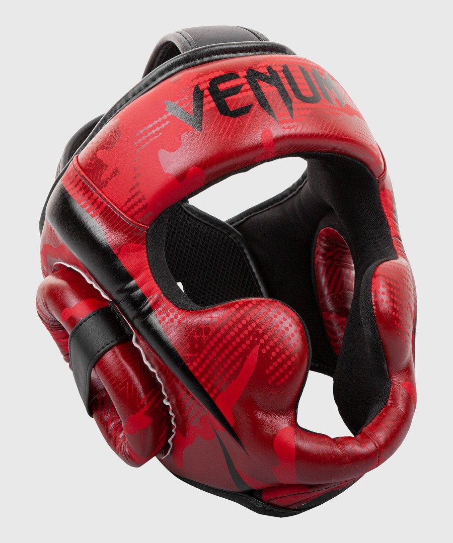 protetor de cabeça venum elite para boxe - camuflagem vermelha