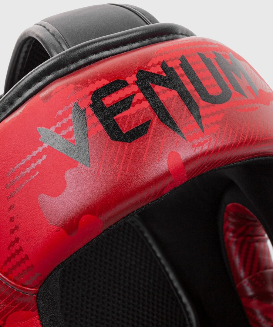 protetor de cabeça venum elite para boxe - camuflagem vermelha