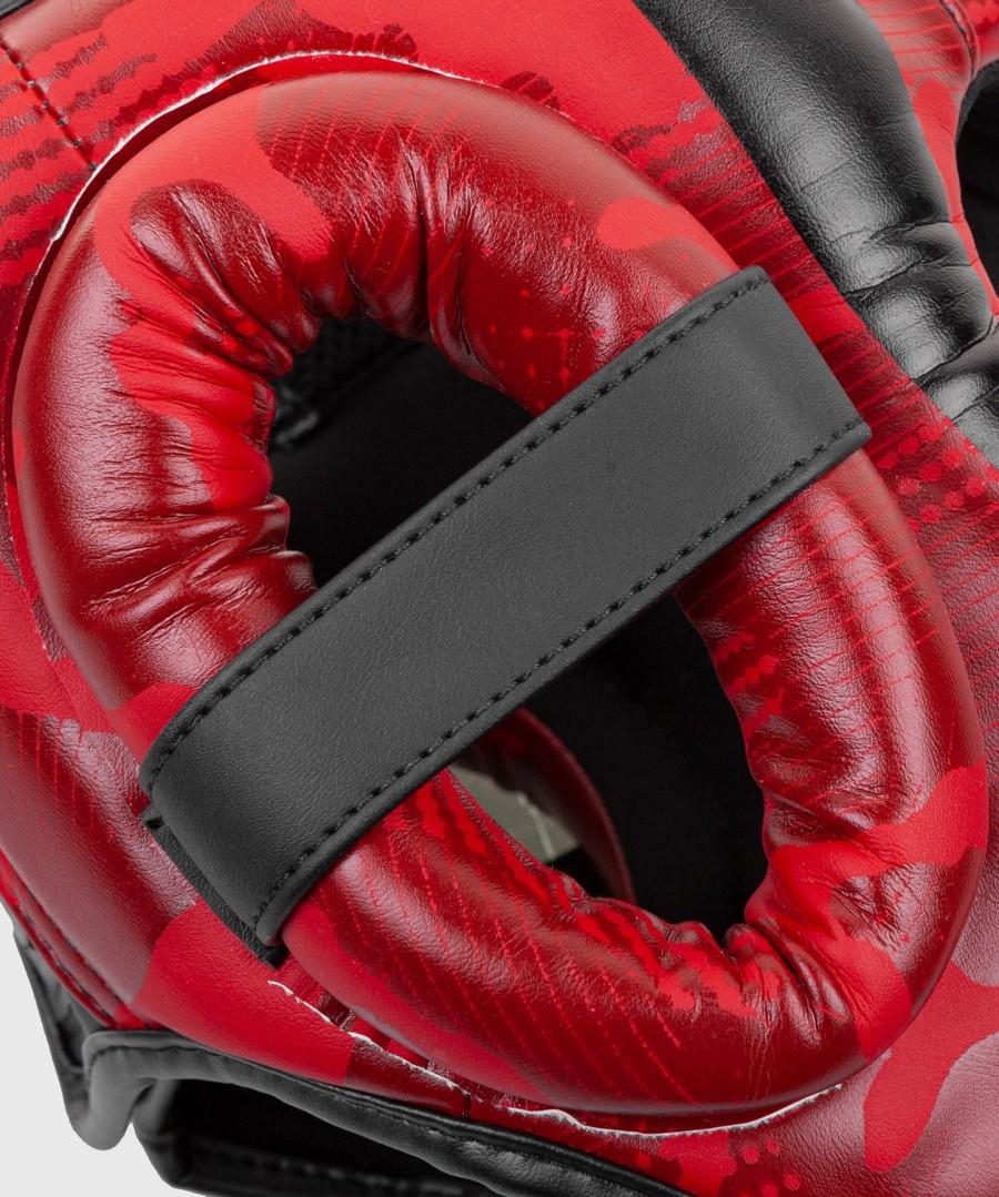 protetor de cabeça venum elite para boxe - camuflagem vermelha
