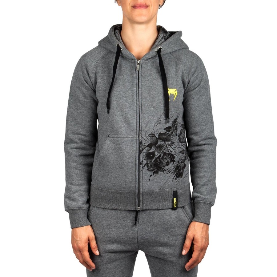 moletom com capuz floral venum - cinza mescla - para mulheres