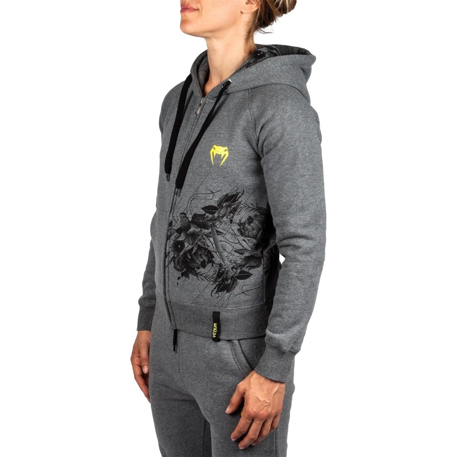 moletom com capuz floral venum - cinza mescla - para mulheres