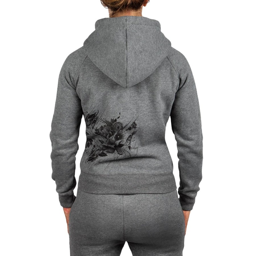 moletom com capuz floral venum - cinza mescla - para mulheres