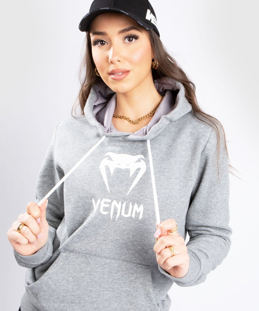 moletom com capuz venum classic - feminino - cinza mescla claro