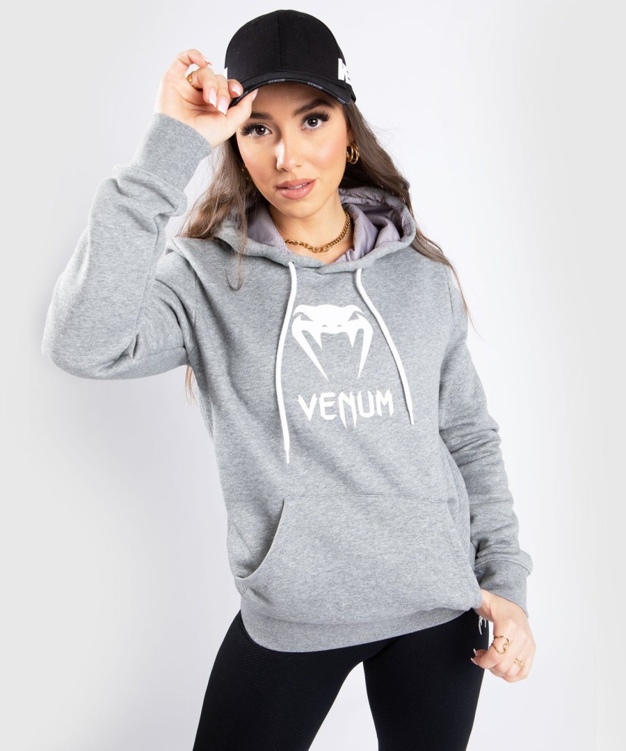 moletom com capuz venum classic - feminino - cinza mescla claro