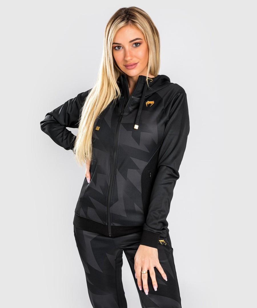 moletom com capuz venum razor - feminino - pretodourado