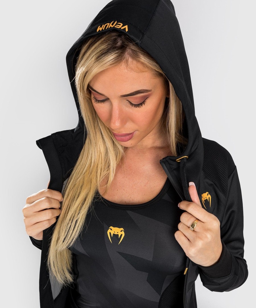 moletom com capuz venum razor - feminino - pretodourado
