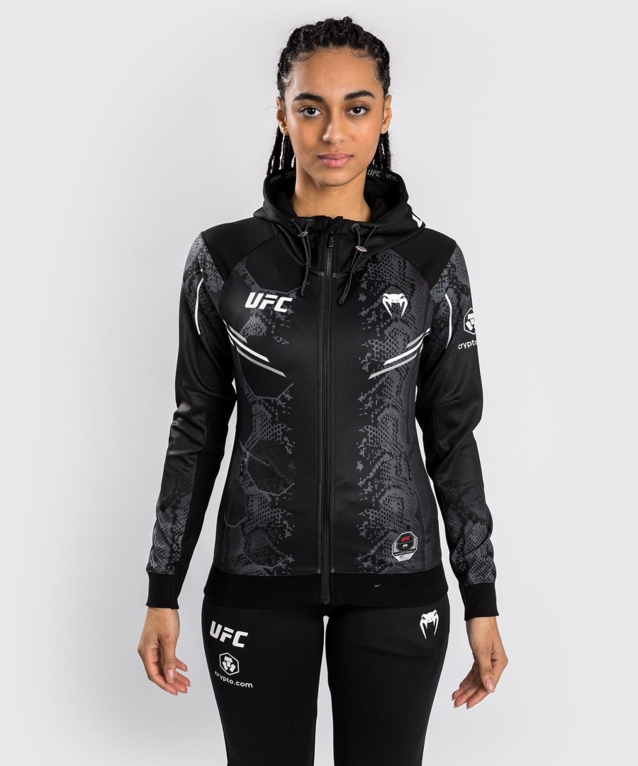moletom com capuz ufc adrenaline by venum authentic fight night feminino walkout - preto