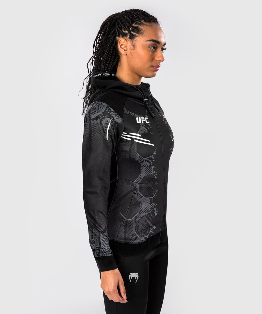 moletom com capuz ufc adrenaline by venum authentic fight night feminino walkout - preto