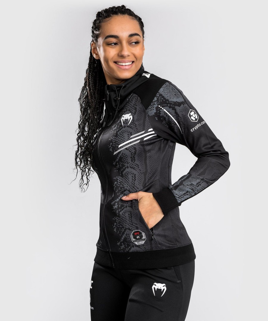 moletom com capuz ufc adrenaline by venum authentic fight night feminino walkout - preto