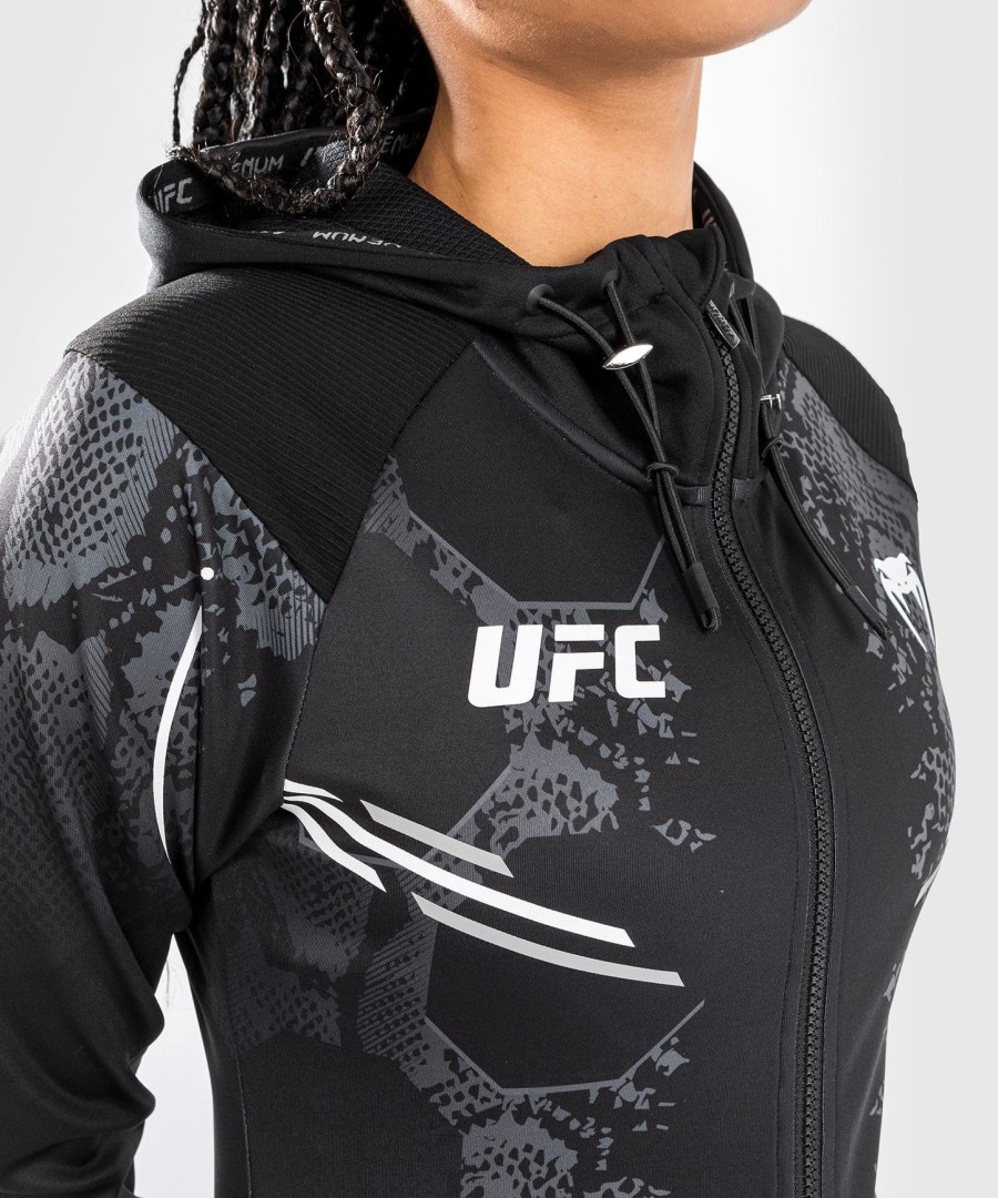 moletom com capuz ufc adrenaline by venum authentic fight night feminino walkout - preto