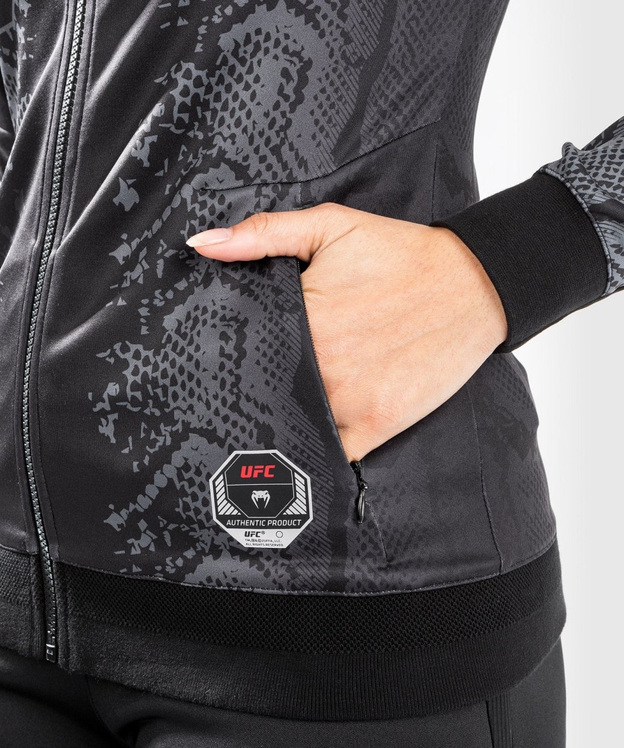 moletom com capuz ufc adrenaline by venum authentic fight night feminino walkout - preto