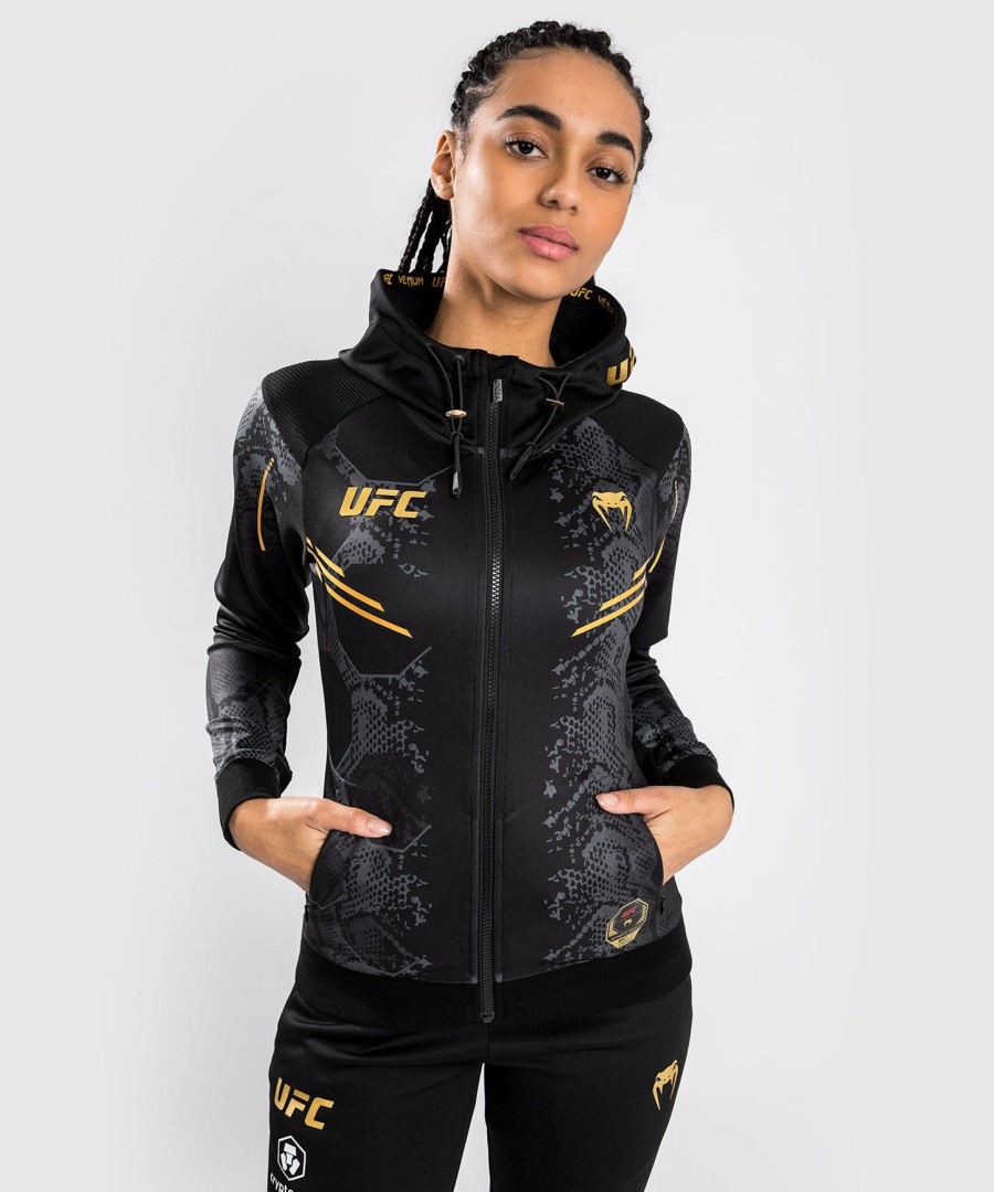 moletom com capuz ufc adrenaline by venum authentic fight night feminino walkout - campeã