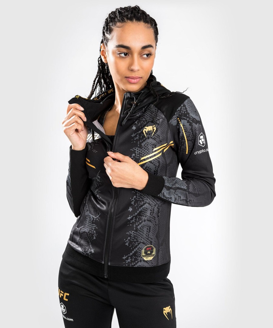 moletom com capuz ufc adrenaline by venum authentic fight night feminino walkout - campeã