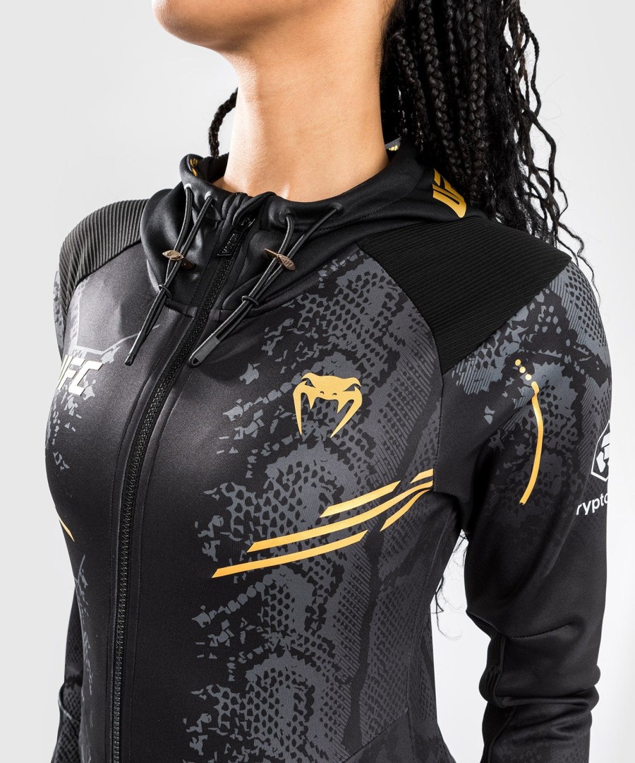 moletom com capuz ufc adrenaline by venum authentic fight night feminino walkout - campeã