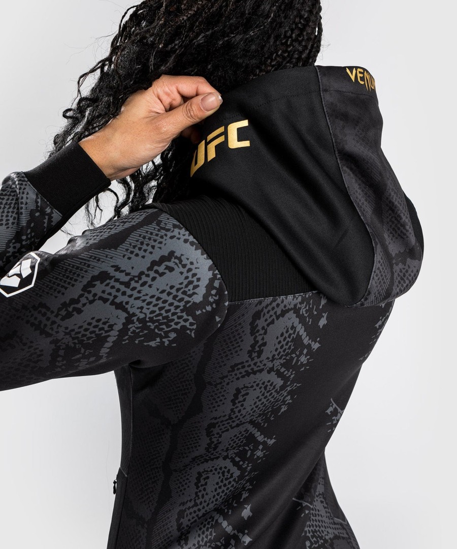 moletom com capuz ufc adrenaline by venum authentic fight night feminino walkout - campeã