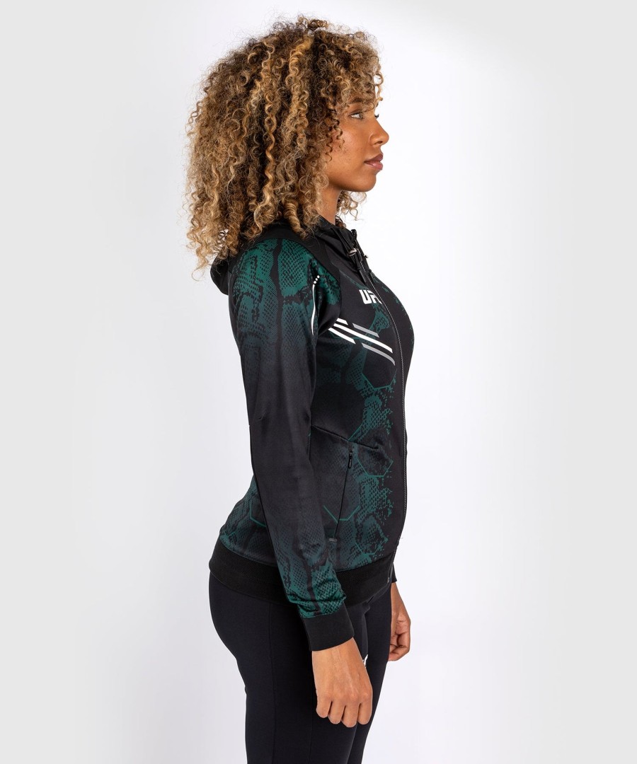 moletom com capuz ufc adrenaline by venum authentic fight night feminino walkout - edição esmeralda - verdepreto