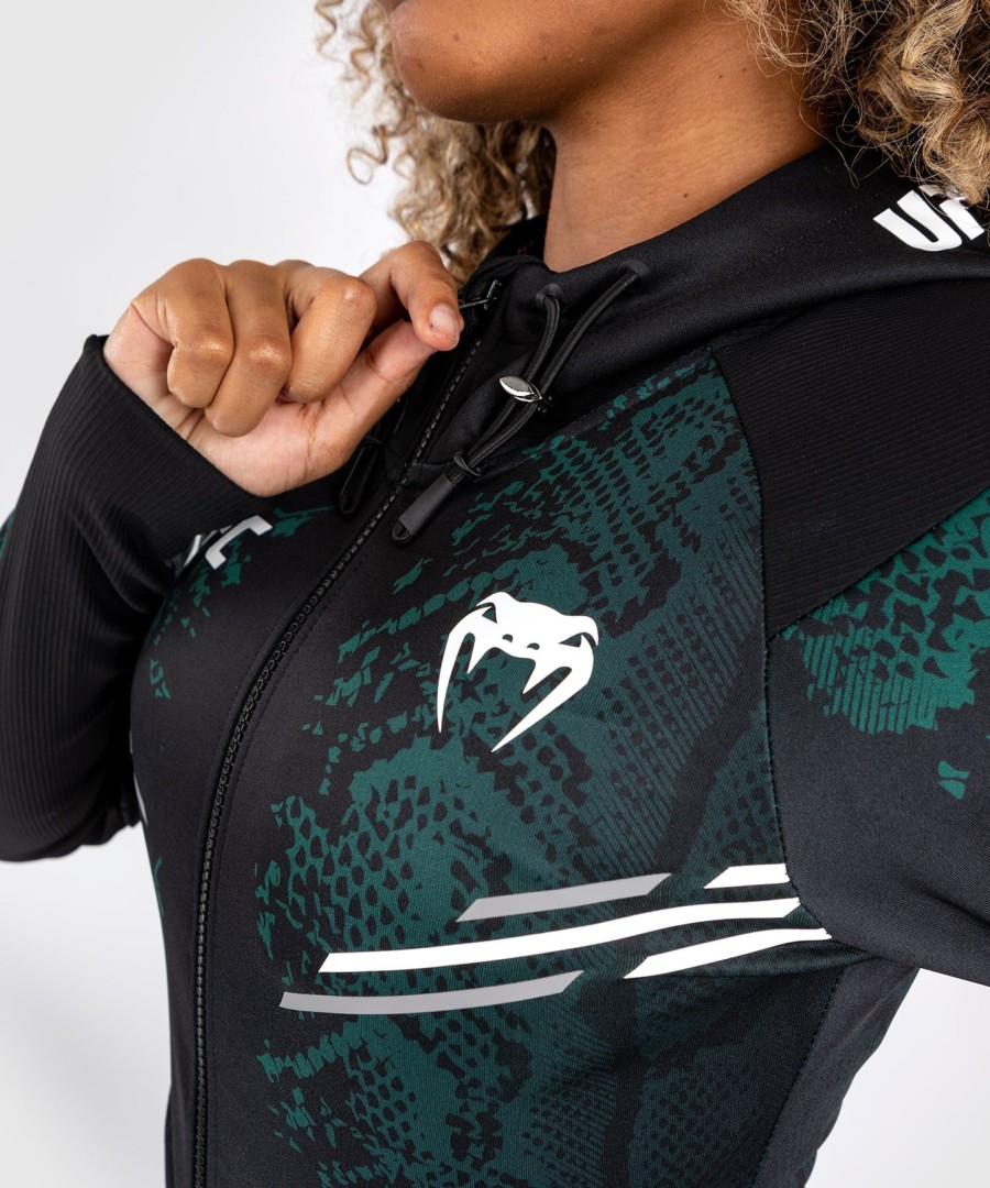 moletom com capuz ufc adrenaline by venum authentic fight night feminino walkout - edição esmeralda - verdepreto