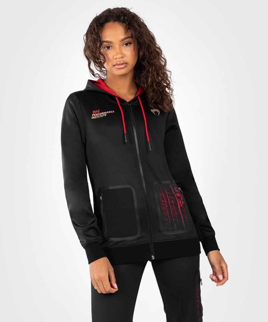 moletom com zíper ufc venum performance institute 2.0 feminino - pretovermelho