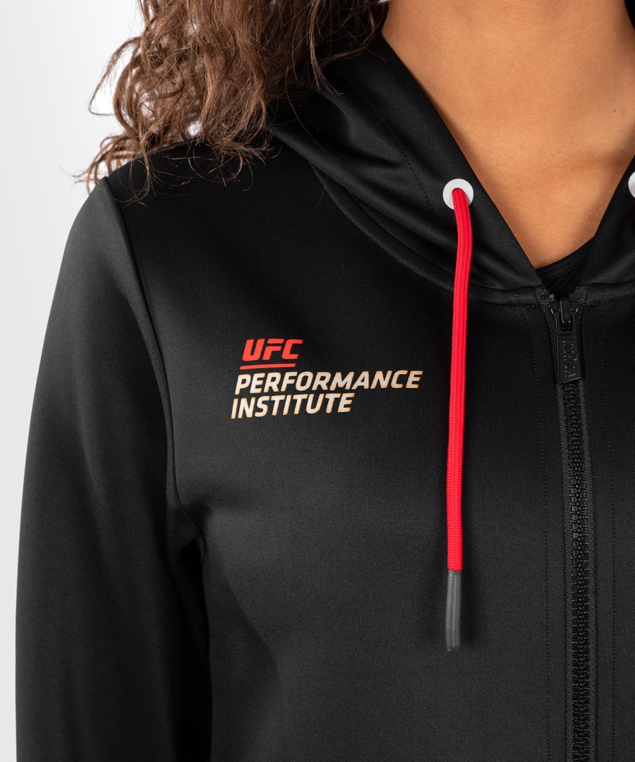 moletom com zíper ufc venum performance institute 2.0 feminino - pretovermelho