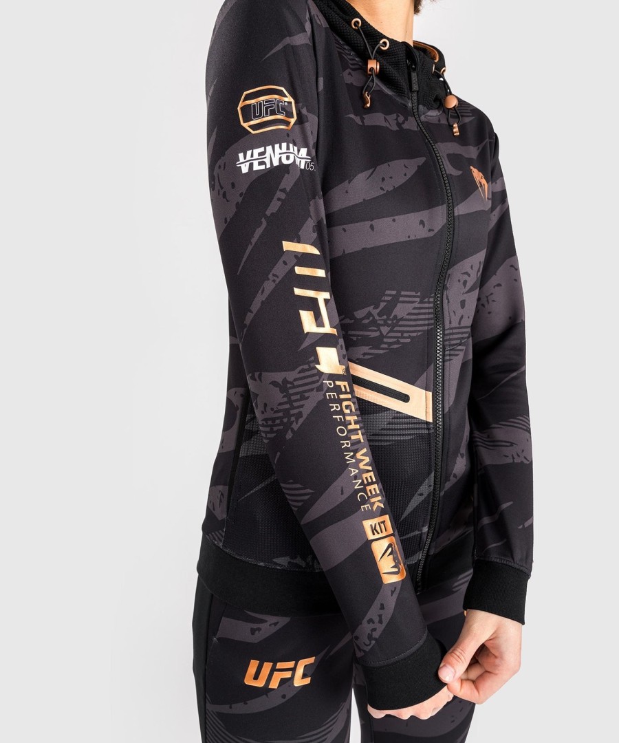 moletom com zíper feminino ufc adrenaline by venum fight week - camuflagem urbana