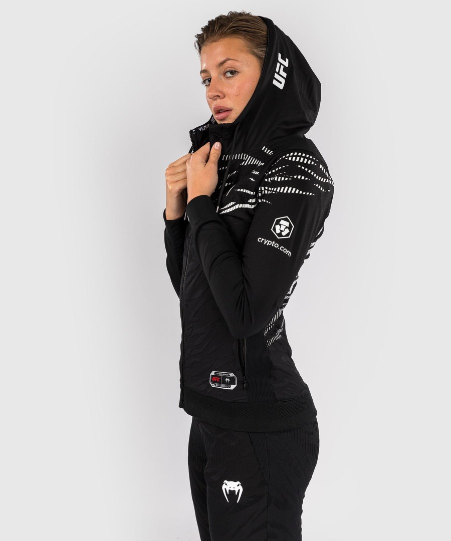 moletom com capuz ufc fusion by venum authentic fight night feminino walkout - preto