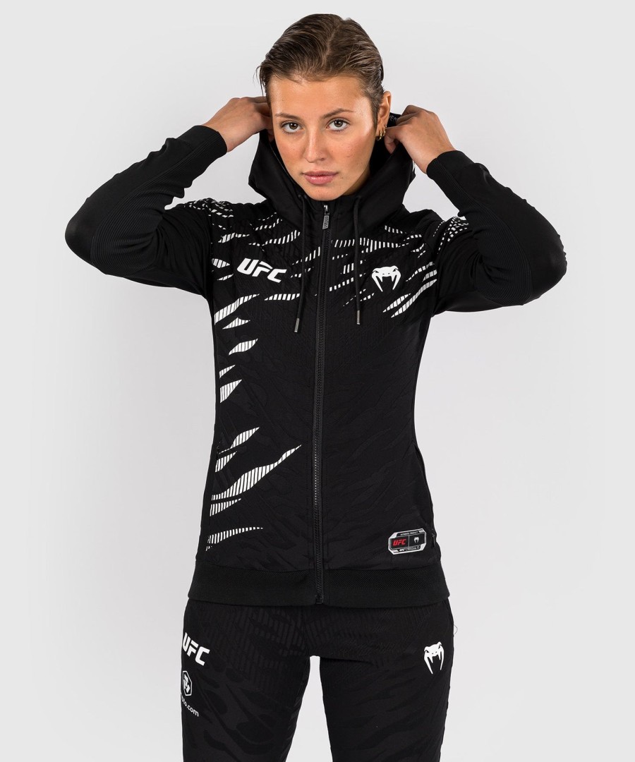 moletom com capuz ufc fusion by venum authentic fight night feminino walkout - preto