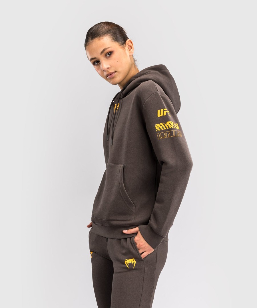 moletom com capuz feminino ufc fusion by venum fight week - marrom sólido