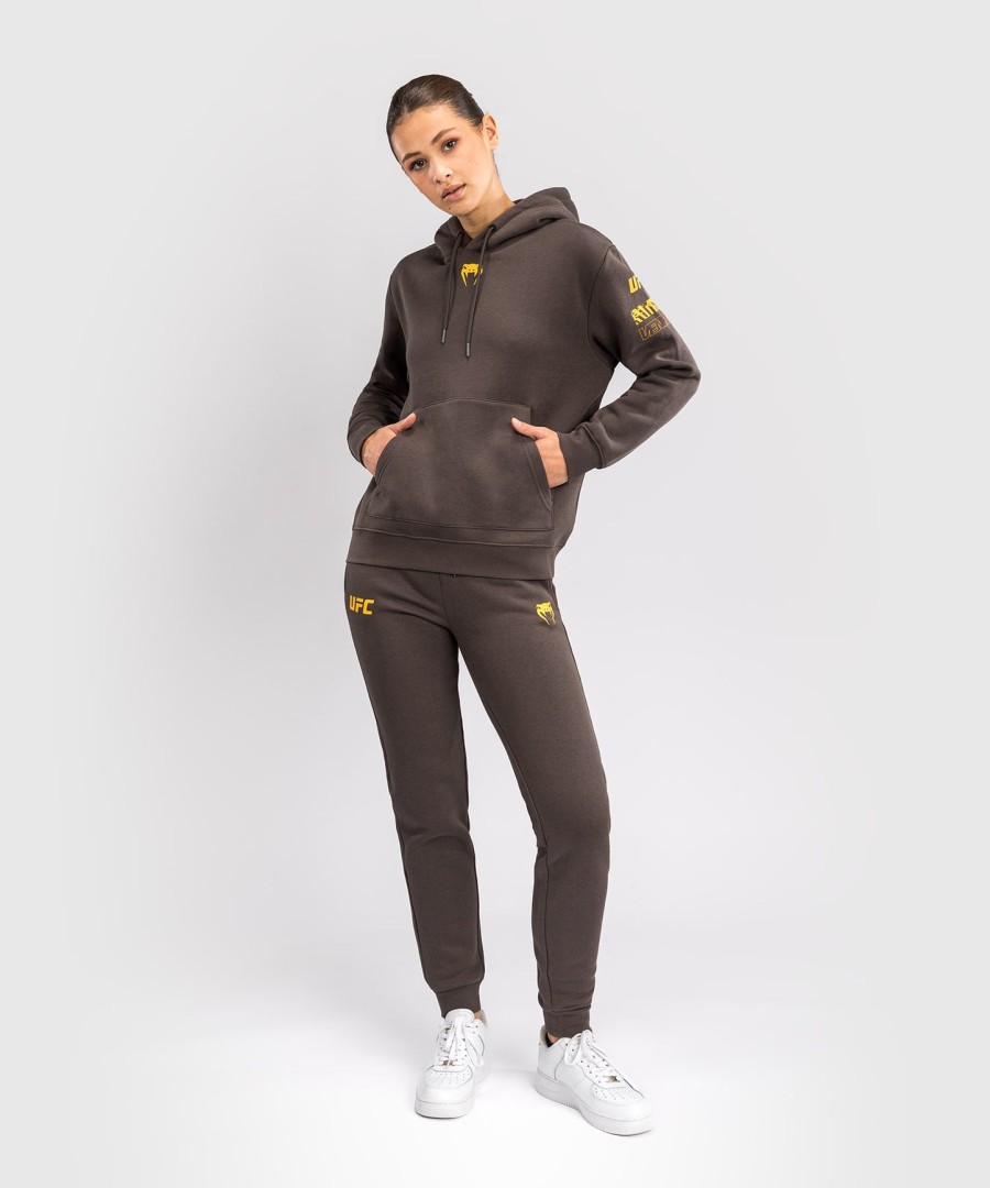 moletom com capuz feminino ufc fusion by venum fight week - marrom sólido