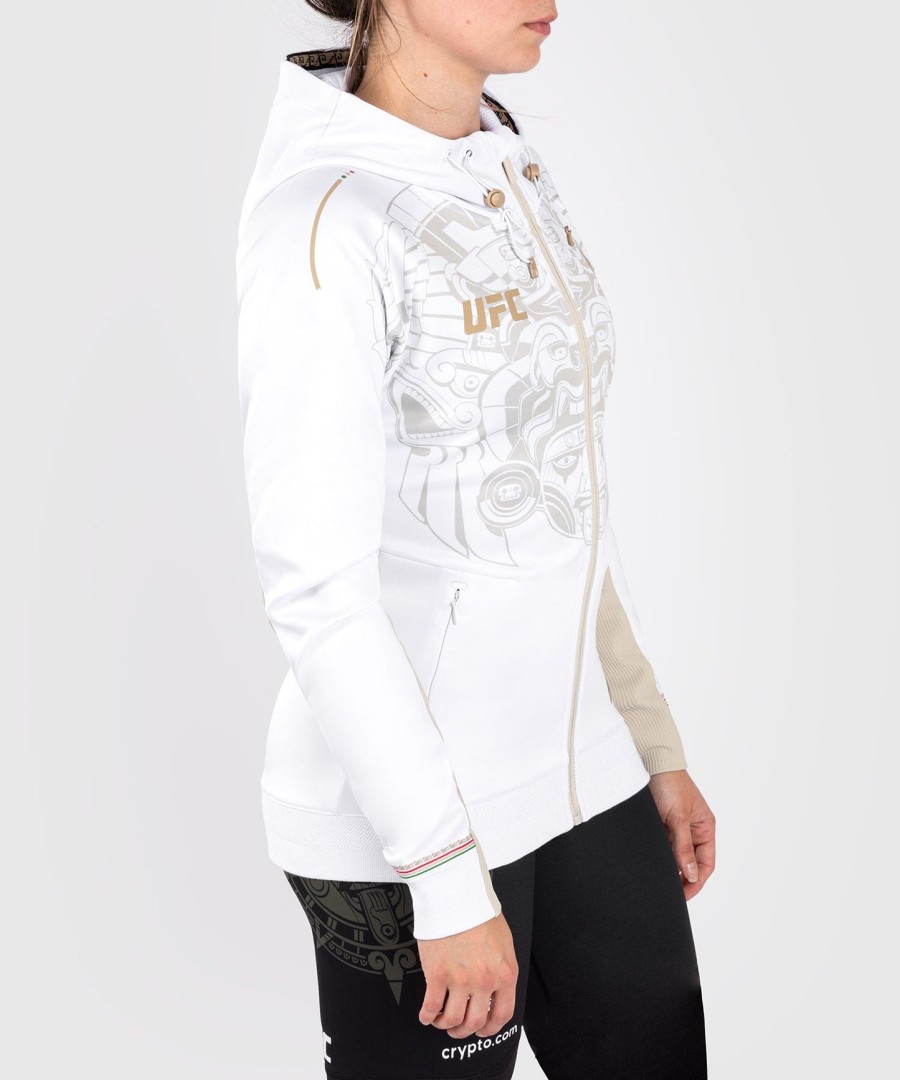 moletom com capuz noche ufc by venum authentic fight night para mulheres - branco